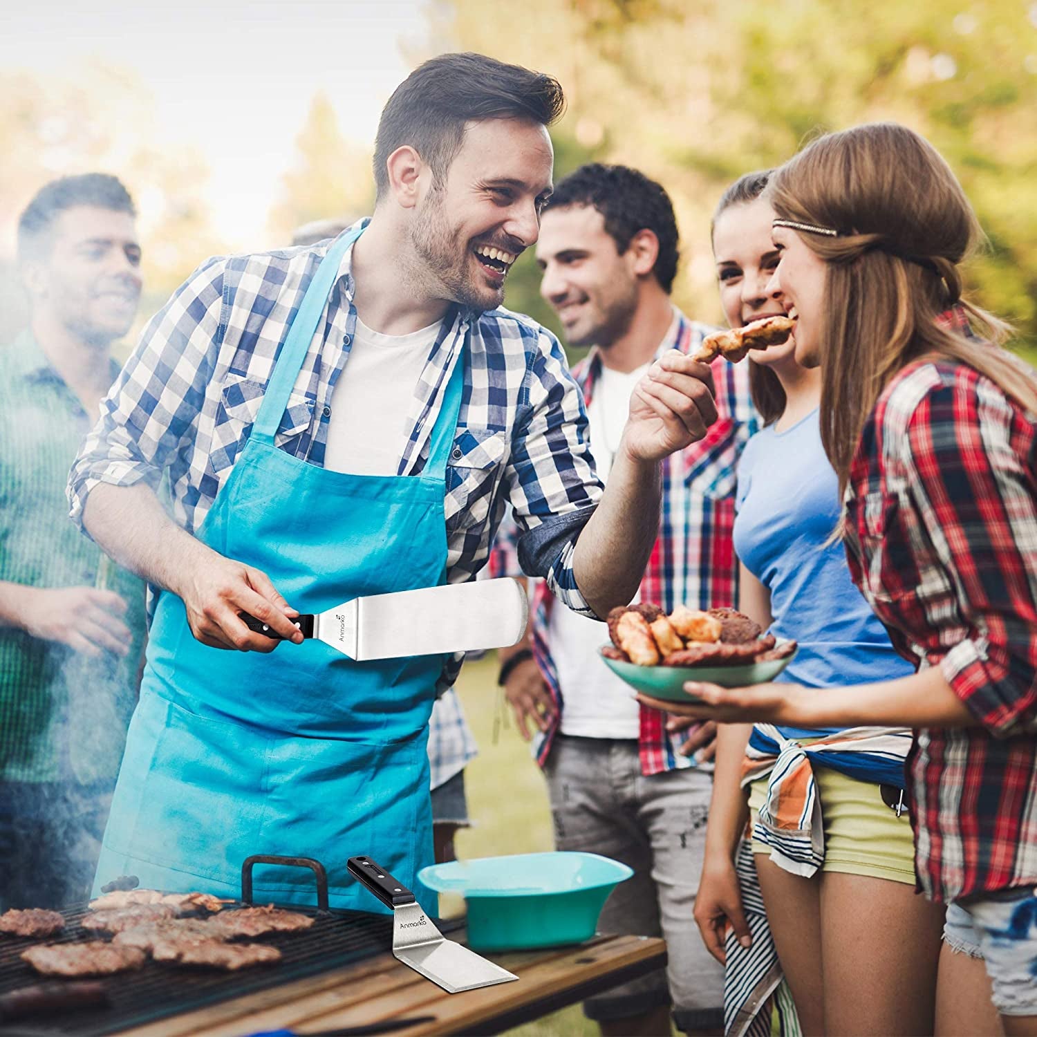 Grill Spatula Set - Long Metal Spatula Spatula - Griddle Scraper and Pancake Flipper or Pizza Spatula - Offset Spatula - Stainless Steel Utensil Great for BBQ Grill Flat Top