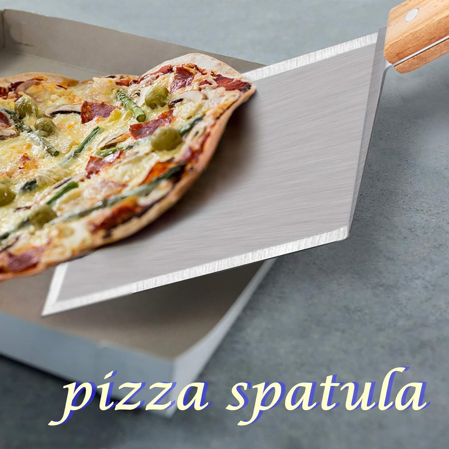 Metal Spatula Set of 2,  Stainless Steel Griddle Hamburger Spatula, as Barbecue Turner Grilling BBQ Griddle Accessories, Triple Rivets & 2 X S Hook, Heavy Duty & Easy Press