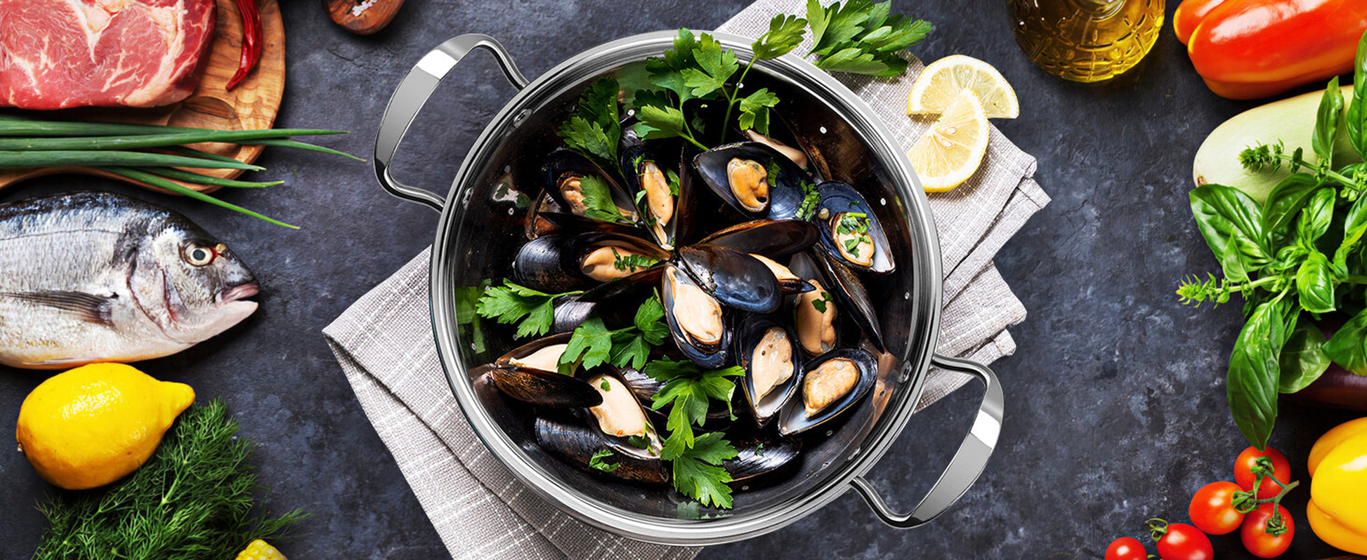 6Pcs Stainless Steel Pots and Pans Set - Nonstick Scratch Resistant Cookware