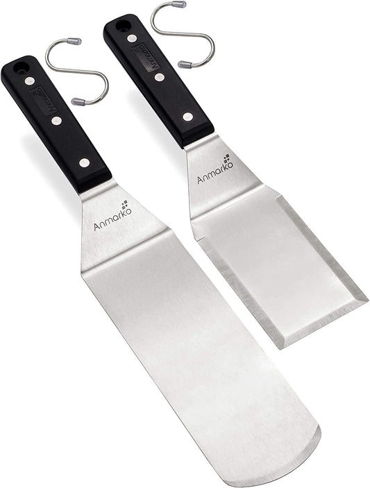 Grill Spatula Set - Long Metal Spatula Spatula - Griddle Scraper and Pancake Flipper or Pizza Spatula - Offset Spatula - Stainless Steel Utensil Great for BBQ Grill Flat Top
