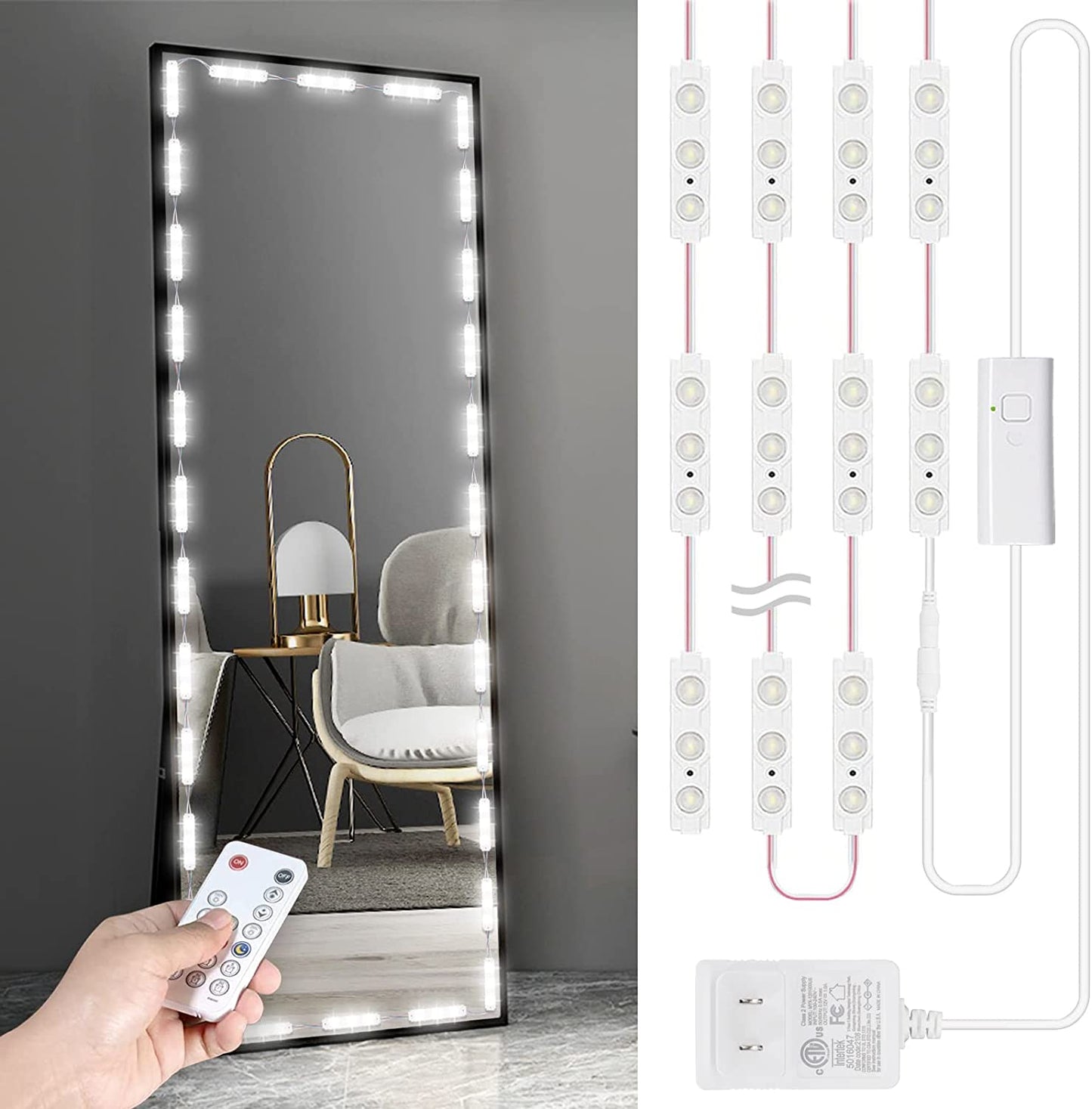 LED Vanity Mirror Lights with RF Remote, Dimmable Hollywood Style 13Ft(4M), Bathroom Waterproof, for Full Body Mirror, Makeup Mirror, Vanity Mirror, Bathroom Mirror(Mirror Not Include)