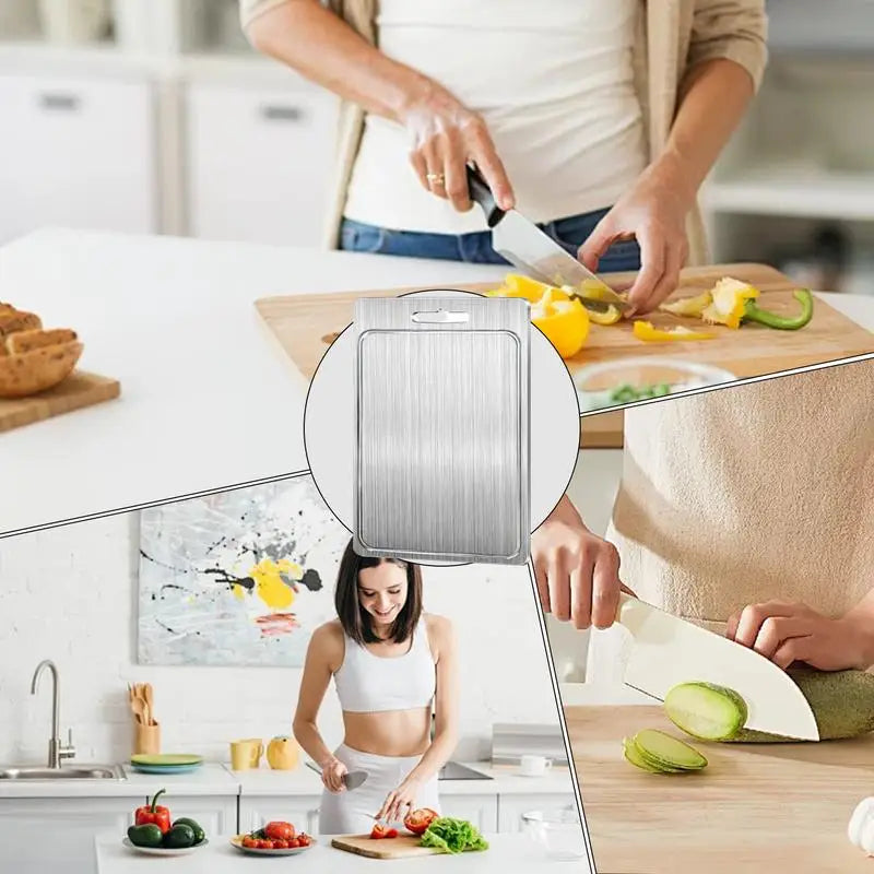Stainless Steel Cutting Board Double Sided Metal Cutting Board Cutting Board Pastry Board Cutting Board Kitchen Cooking Supplies